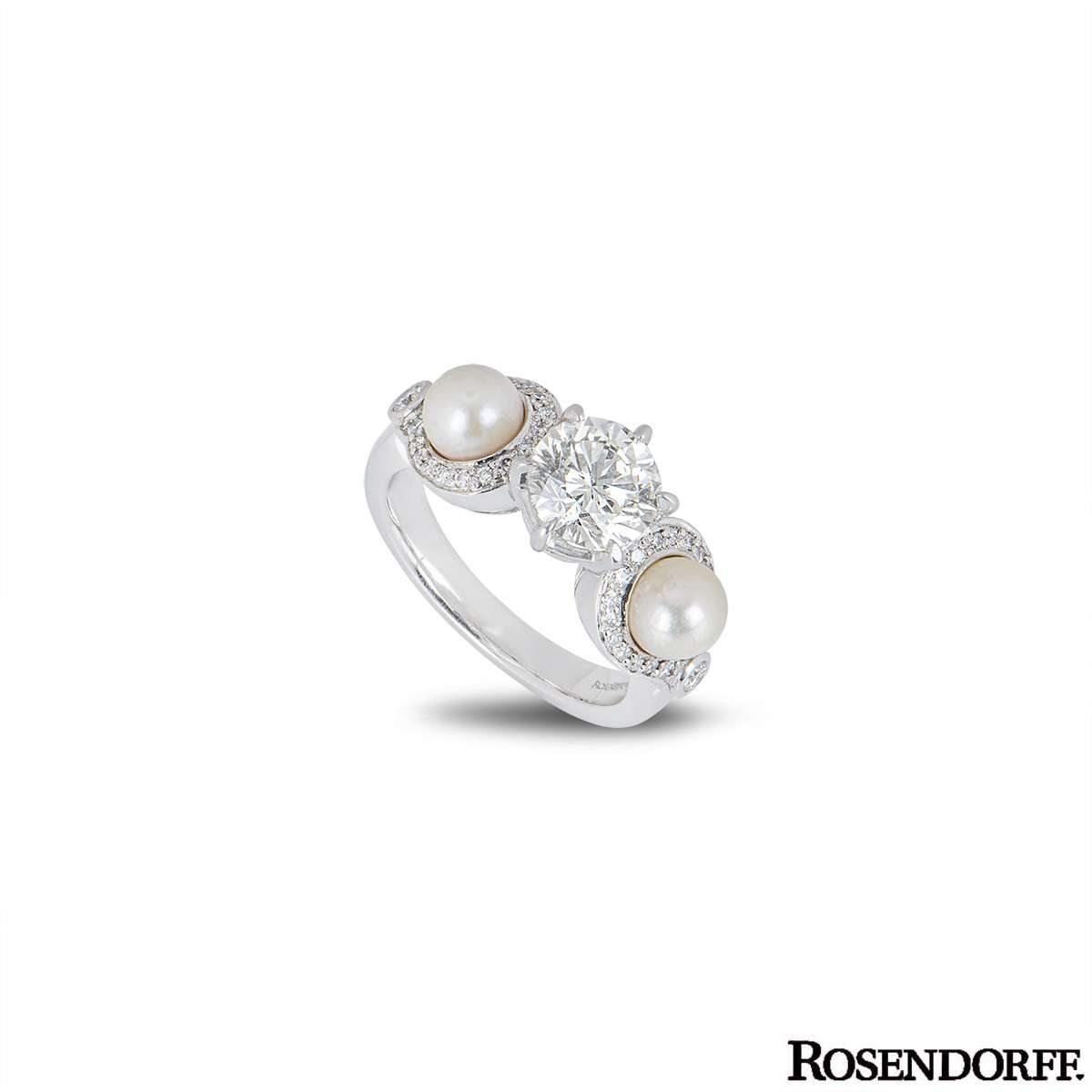 Rosendorff White Gold Diamond & Pearl Ring 1.20ct J/SI1